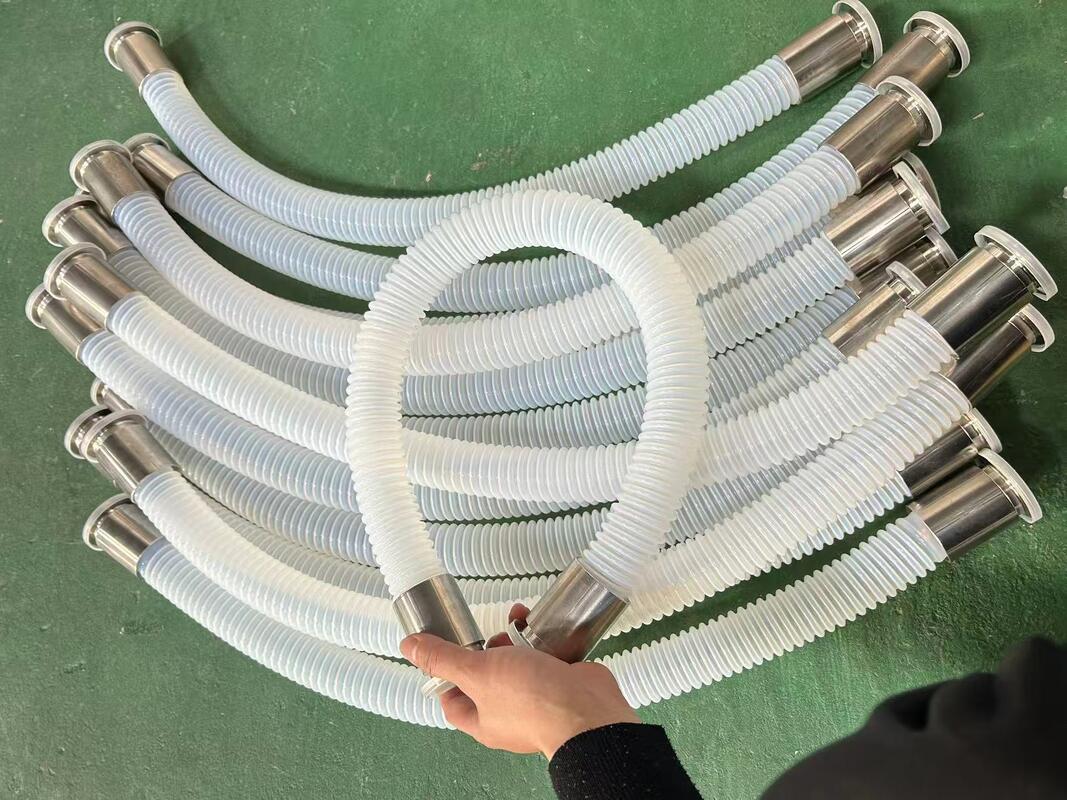 Teflon Corrugated Hose – Virgin PTFE Flexible Bellows with Stainless Steel Flanges for Chemical Processing, Solvent Transfer, Pump/Compressor Vibration Isolation and High-Temperature Applications