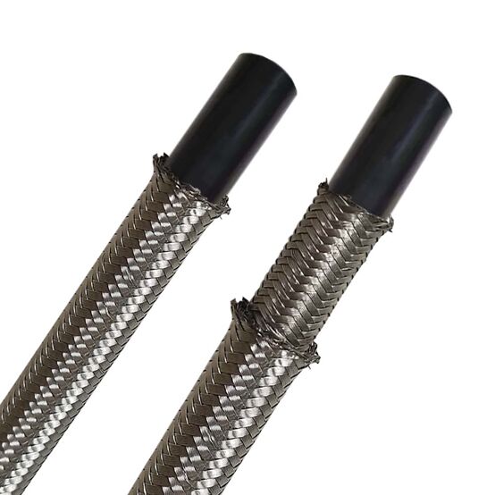 Anti-Static Conductive PTFE Smooth Bore Hose With 304 Stainless Steel Braided Reinforcement | Black | Corrosion & High-Pressure Resistant
