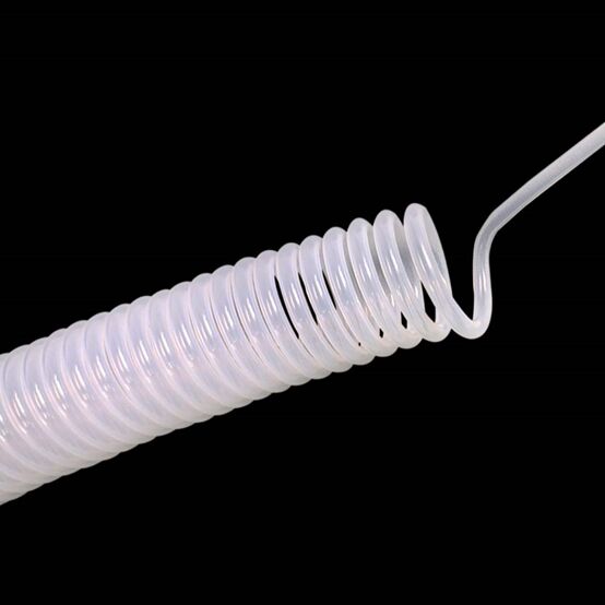 Transparent Expandable FEP (F46) Spiral Coil Hose Corrosion-Resistant, Acid & Alkali Resistant, Flexible Air & Fluid Transfer Tubing (-70°C ~ 200°C)