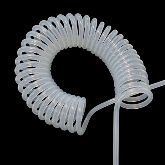 Transparent Expandable FEP (F46) Spiral Coil Hose Corrosion-Resistant, Acid & Alkali Resistant, Flexible Air & Fluid Transfer Tubing (-70°C ~ 200°C)