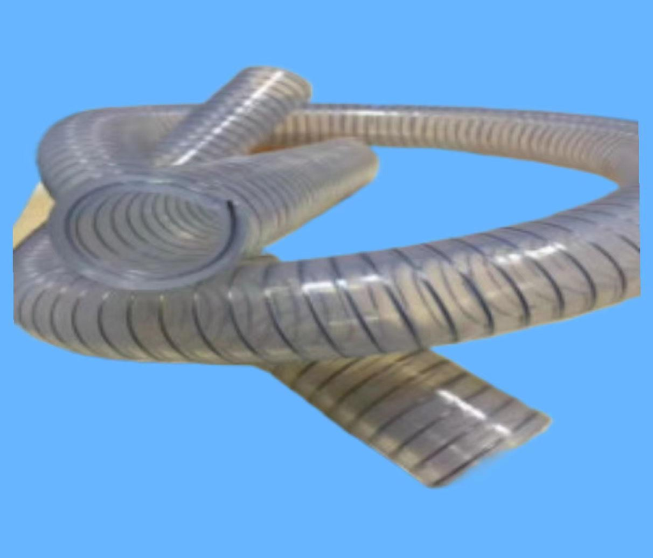 Food Grade Transparent Platinum Cured Silicone Steel Wire Reinforced Hose with 316L Stainless Steel Wire for Beverage Cosmetics Pharmaceutical Suction and Transfer
