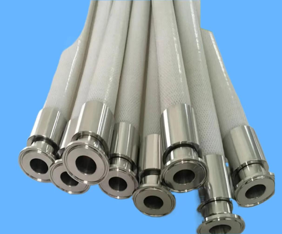 Food Grade Platinum Cured Four Layer Polyester Fabric Reinforced Silicone Hose for Food Beverage Dairy Cosmetics Chemical Pharmaceutical Suction Transfer CIP SIP Sterilization