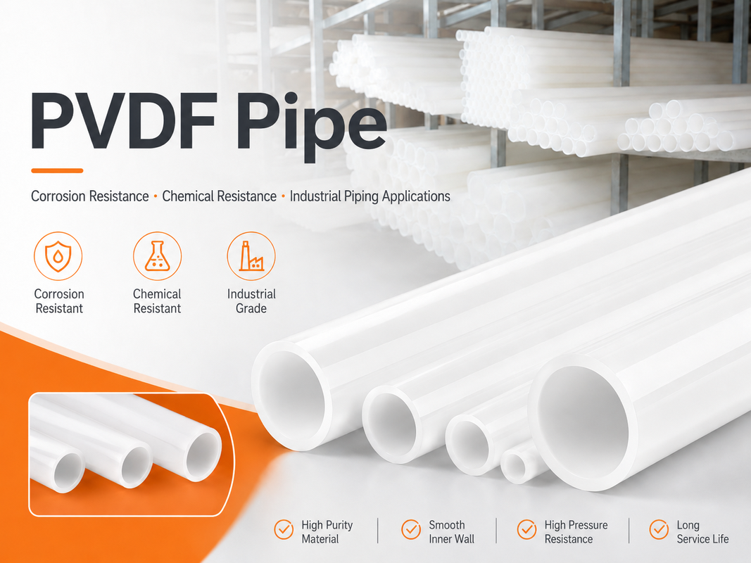 PVDF Pressure Pipe PN10 PN16 PN20 Chemical-Resistant Industrial Piping OD 16–630mm for Chemical Processing, Semiconductor, Water Treatment and High-Purity Fluid Transfer