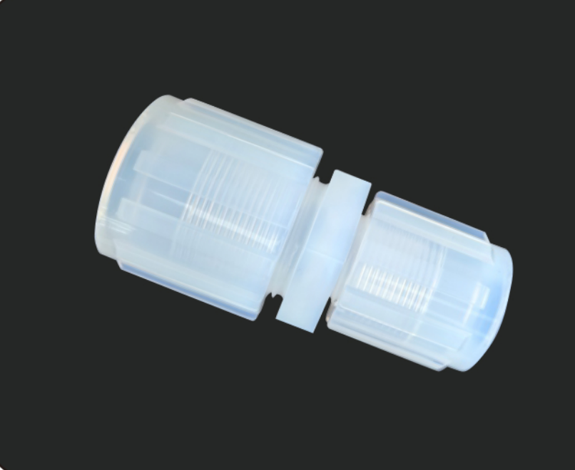 PFA Straight Union Reducer Flared Tube Fitting Chemical-Resistant Reducing Connector for Semiconductor, Chemical Processing and High-Purity Fluid Systems